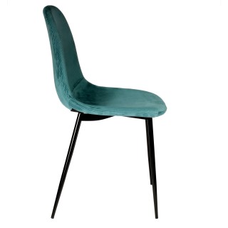 2 Chaises design velours Giulia - Bleu canard