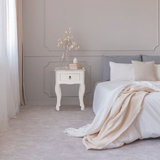 Table de chevet design romantique Victoria - L. 40 x H. 56 cm - Blanc