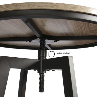 Table haute avec tabourets design industriel Aria - 2 Personnes - Noir