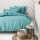 Drap plat Diabolo Menthe - 100% coton 57 fils - 180 x 290 cm - Bleu turquoise