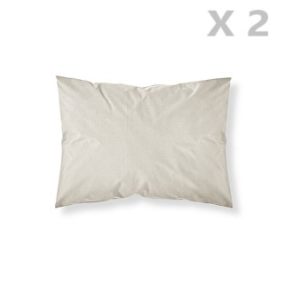 2 Taies d'oreiller - 100% coton 57 fils - 50 x 70 cm - Ivoire
