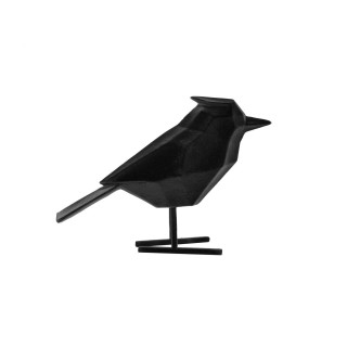 Statuette oiseau design floqué Origami - Noir