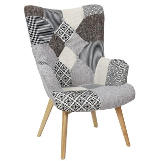 Fauteuil de salon design patchwork Helsinki - Gris