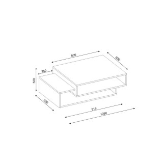 Table basse design scandinave Taby - L. 105 x H. 32 cm - Marron noix