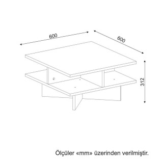 Table basse design scandinave Hamton - L. 60 x H. 31 cm - Marron noix