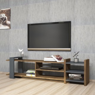 Meuble TV design Zeyna - L. 156 x H. 40 cm - Gris anthracite