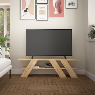 Meuble TV design Fella - L. 140 x H. 40 cm - Marron