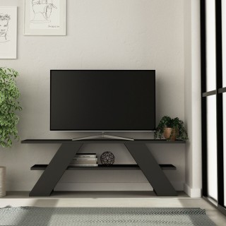 Meuble TV design Farfalla - L. 120 x H. 40 cm - Gris anthracite