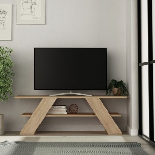 Meuble TV design Farfalla - L. 120 x H. 40 cm - Marron chêne