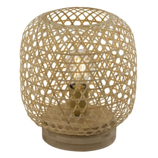 Lampe à poser design bambou Mirena - Diam. 23 x H. 27 cm - Beige naturel