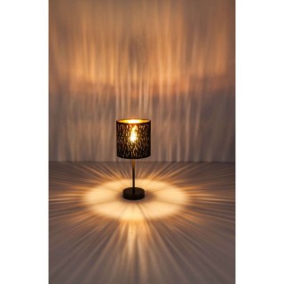 Lampe à poser en velours design Tuxon - Diam. 15 x H. 35 cm - Noir