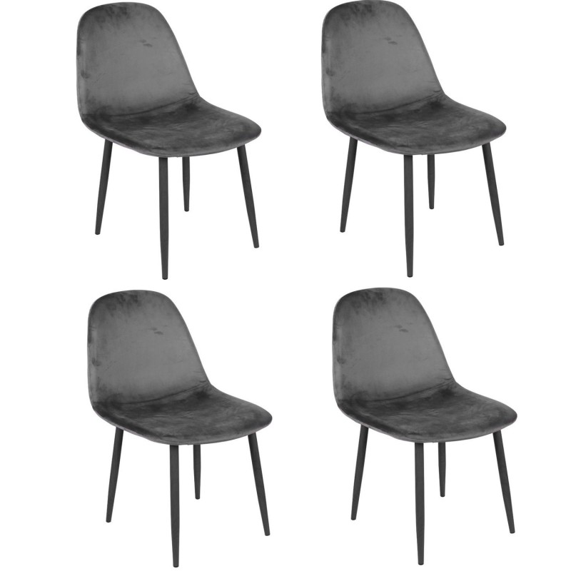 Lot de 4 Chaises de table design velours Inoui - Gris