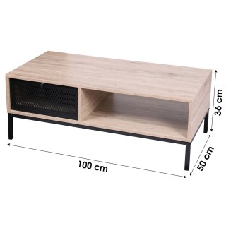 Table basse design industriel Soho - L. 100 x H. 36 cm - Noir