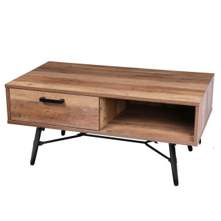 Table basse design bois et métal Hampton - L. 110 x H. 49 cm - Noir