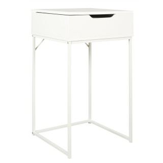 Console design effet bois Abbott - L. 45 x H. 77 cm - Blanc