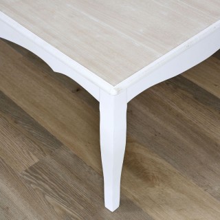 Table basse en bois design romantique Victoria - L. 118 x H. 45 cm - Blanc
