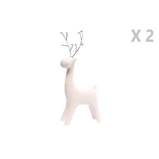 Lot de 2 Déco de Noël design Renne Ice Xmas - Blanc