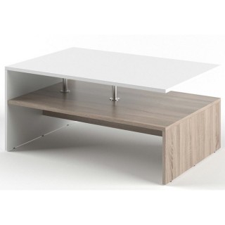 Table basse rectangulaire design scandinave Isidor - L. 90 x H. 42 cm - Couleur bois et blanc