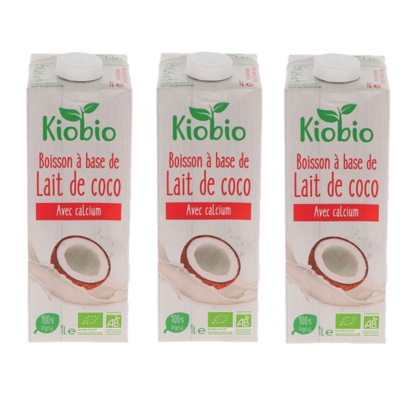 Lot 3x Boisson végétale BIO lait de coco  - Kiobio - brique 1l