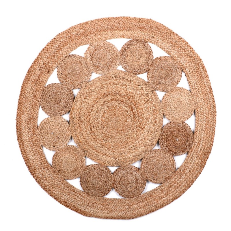 Tapis en jute soleil - D. 90 cm - Beige