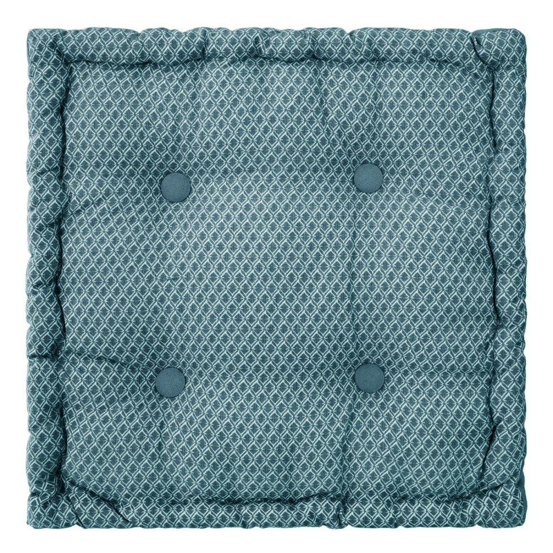 Coussin de sol carré en coton à motif Otto - 40 x 40 - Bleu Canard