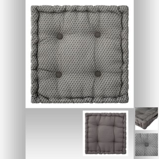 Coussin de sol carré en coton à motif - modèle Otto - 40 x 40 - Gris