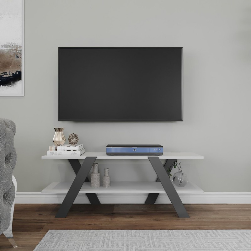 Meuble TV April - Blanc et Gris