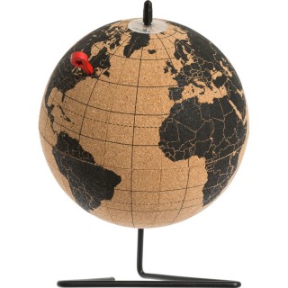 Globe Terrestre en liège à poser modèle Collect - Noir et beige - Diam. 15 cm