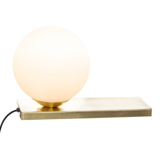 Lampe boule à poser avec base doré - H. 17,5 cm