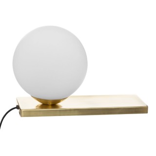 Lampe boule à poser avec base doré - H. 17,5 cm
