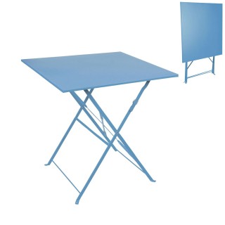 Table pliable en métal carré modèle Mistral - 70 x 70 x H. 71 cm. -  Bleu Tempête