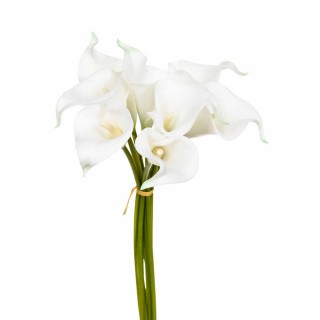 Lot 2x Bouquet 8 Arums artificiels - H. 36 cm - Blanc