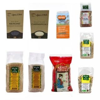 Assortiment de riz : basmati, long, noir, sushi, demi complet…