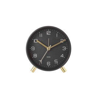 Horloge réveil en métal Lofty - Diam. 11 cm - Noir
