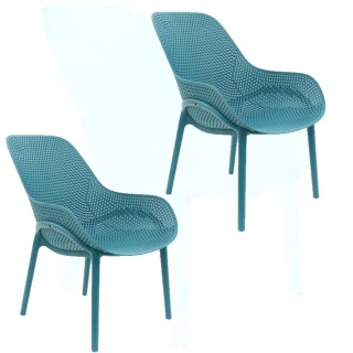 2 Fauteuils pour table de jardin design Malibu - Bleu