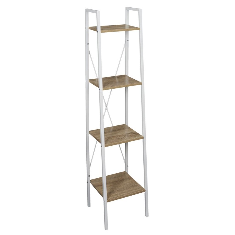 Etagère à 4 planches en bois et métal - L. 34 x H. 148 cm. - Blanc