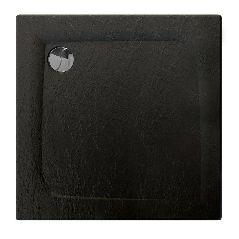 Receveur de douche carré effet pierre Mooneo - L. 80 x l. 80 cm - Noir