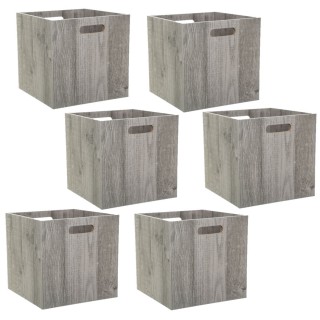 Lot de 6 Boîtes de rangement design bois Mix n' modul - L. 30 x l. 30 cm - Couleur chêne gris