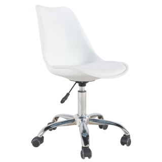 Chaise de bureau Sanna rotative - 5 roulettes - Hauteur d'assise réglable - Blanc