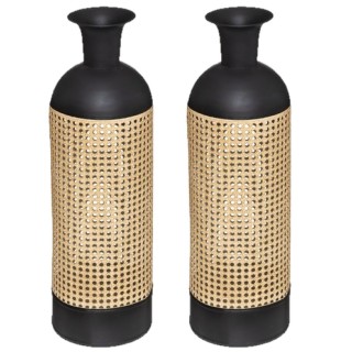 Lot de 2 Vases en cannage Arbela - Hauteur 60,50 cm - Noir