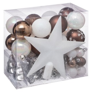 Kit de décoration pour sapin de Noël - 44 Pièces - Marron et blanc