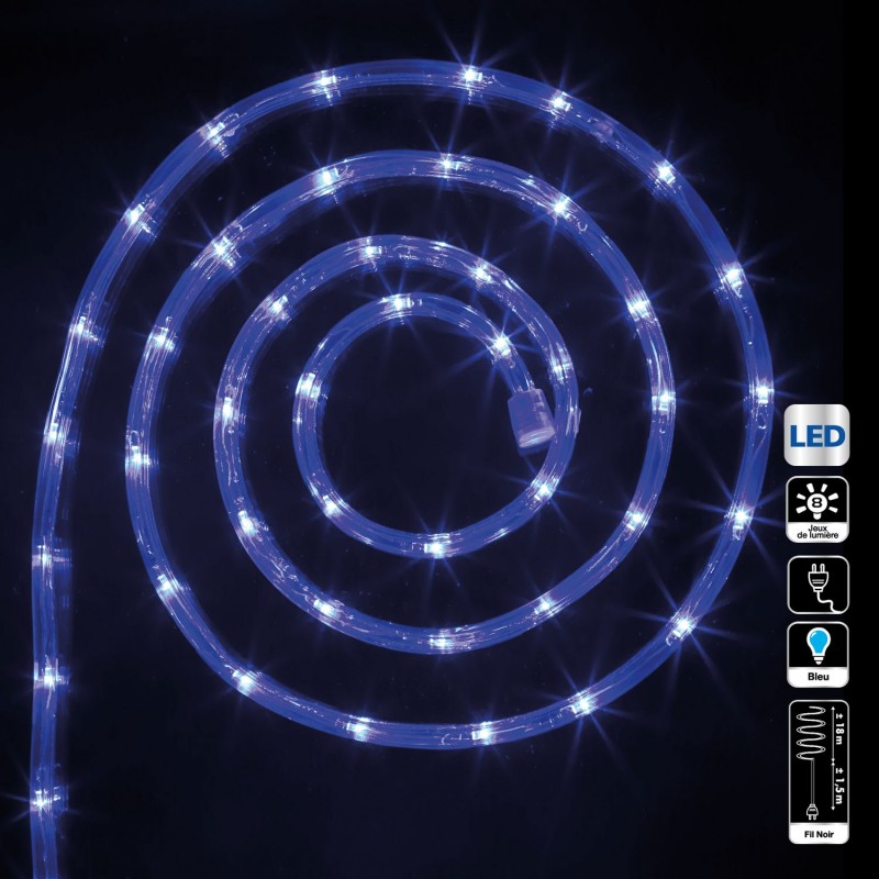 Tube Lumineux Extérieur LED Guirlande Lumineuse Décoration et Adapteur  d'alimentation Bleu-40M