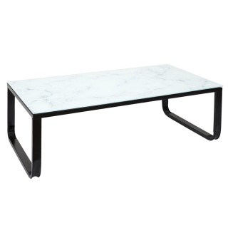 Table basse en verre effet marbre - Blanc et Noir
