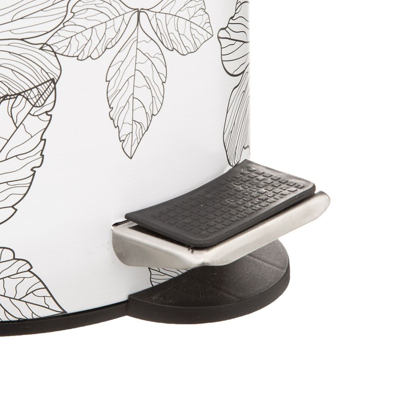 Poubelle 5five Soft Close 3L - Design BlackFlora Noir/Blanc - Pédale, Seau Amovible - Bureau, Salle De Bain