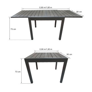Table de jardin extensible en aluminium avec plateau composite Byron de 4 à 8 personnes - Gris Anthracite