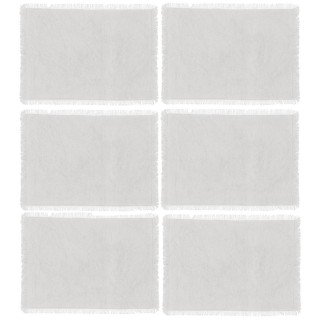 Lot de 6 Sets de table Maha en coton - Longueur 45 cm x Largeur 30 cm - Blanc