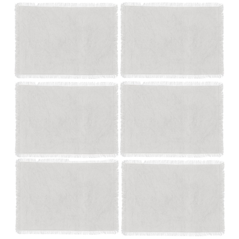 Lot de 6 Sets de table Maha en coton - Longueur 45 cm x Largeur 30 cm - Blanc