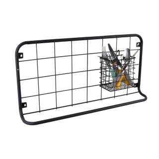 Etagère de cuisine Open Grid avec crochets et panier de rangement - Largeur 30 cm x Longueur 60 cm - Noir