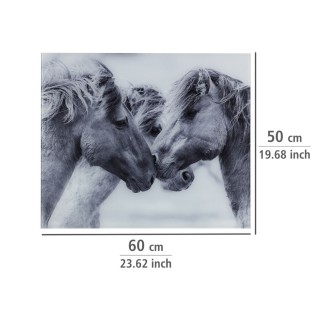 Fond de hotte en verre trempé chevaux sauvages - Longueur 60 cm x Largeur 50 cm