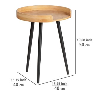 Table d'appoint ronde avec 4 pieds en métal Loft - Noir et bois